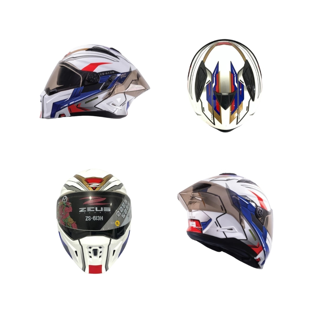 DMAX (115) ZEUS AJ45 Motorcycle Helmet White Blue - Image 1